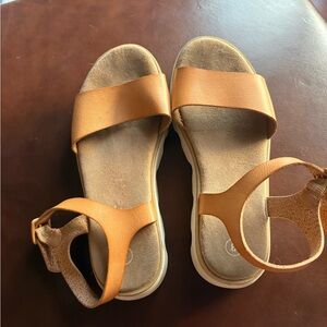 Girls Tan Sandals with Ankle Strap